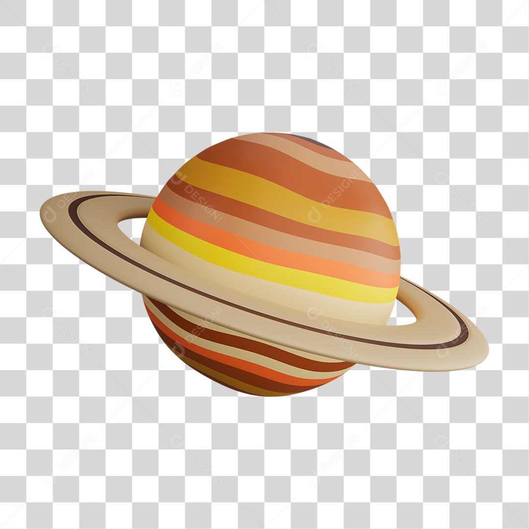 Ilustração 3D do Planeta Saturno PNG Transparente
