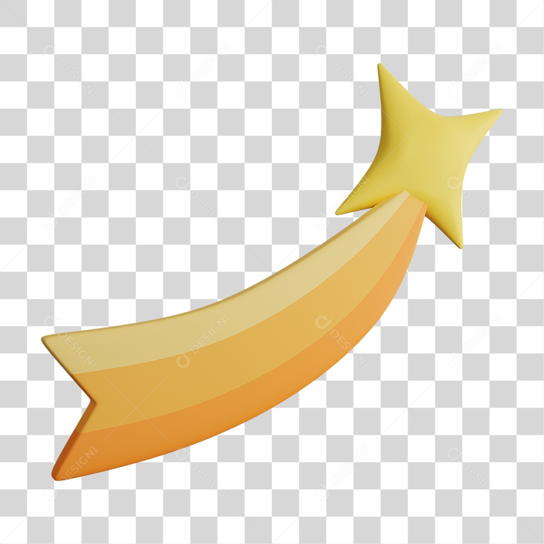 Ilustração 3D Estrela Cadente PNG Transparente