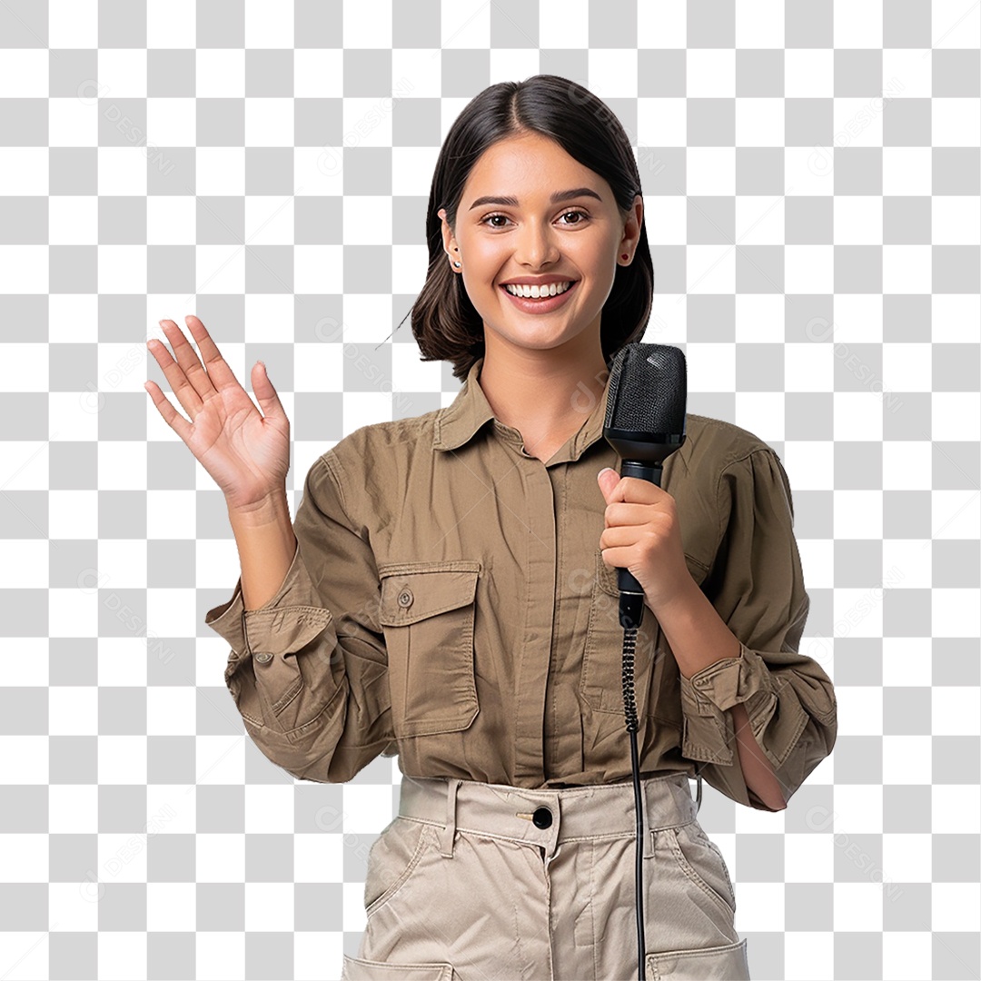 Mulher Microfone Palestra PNG Transparente