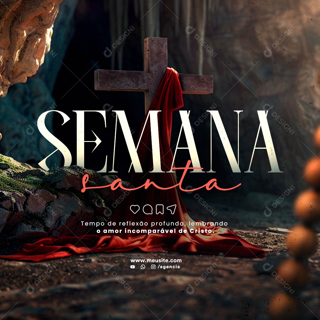 Semana Santa Tempo de Reflexão Profunda Social Media PSD Editável