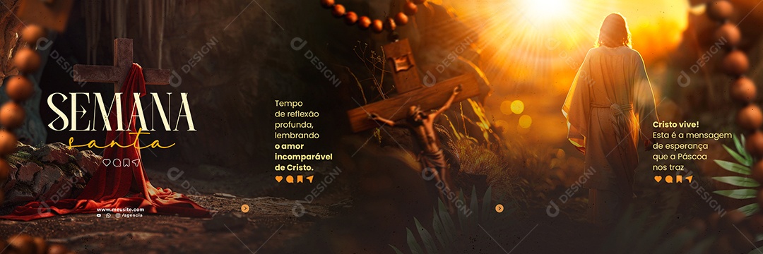 Carrossel Semana Santa Tempo de Reflexão Profunda Social Media PSD Editável