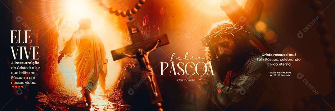 Carrossel Páscoa 31 de Março Cristo Ressuscitou Social Media PSD Editável