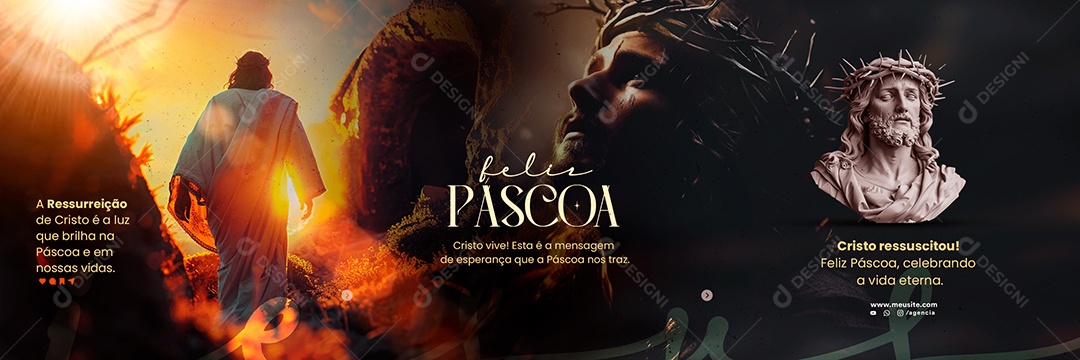 Carrossel Páscoa 31 de Março Cristo Vive Esta é a Mensagem de Esperança Social Media PSD Editável