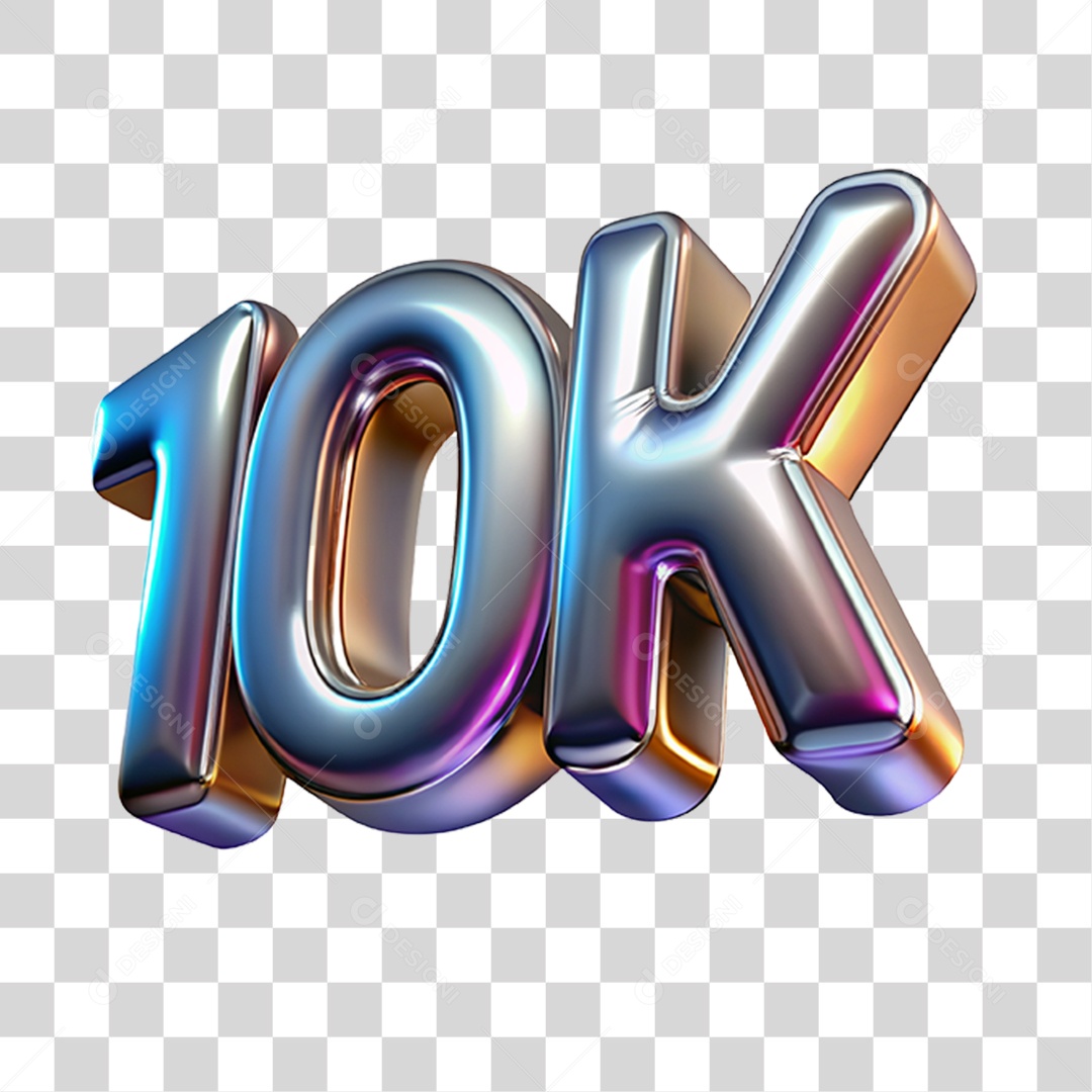 Texto 3D 10K Seguidores PNG Transparente