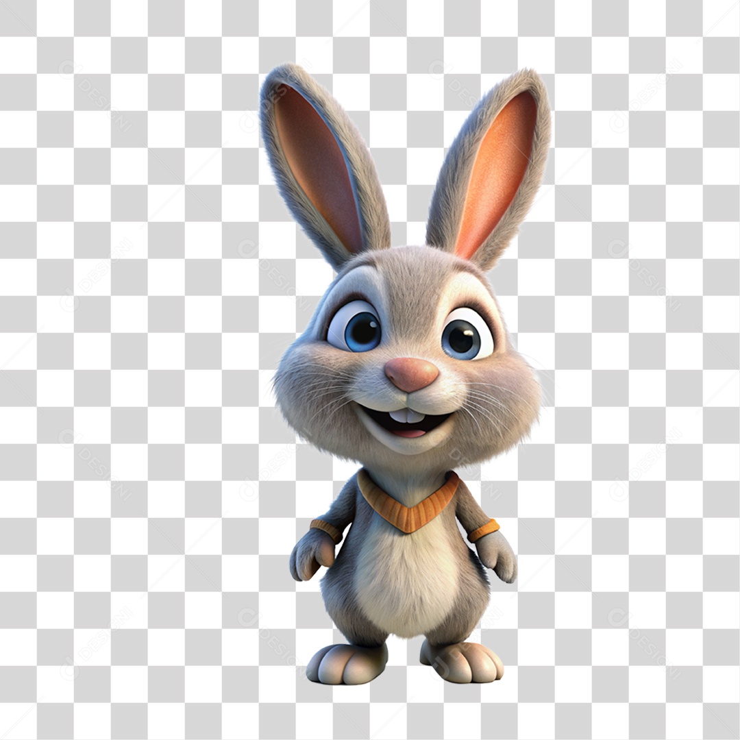 Coelho da Páscoa Sorrindo com os Braços Abertos PNG Transparente