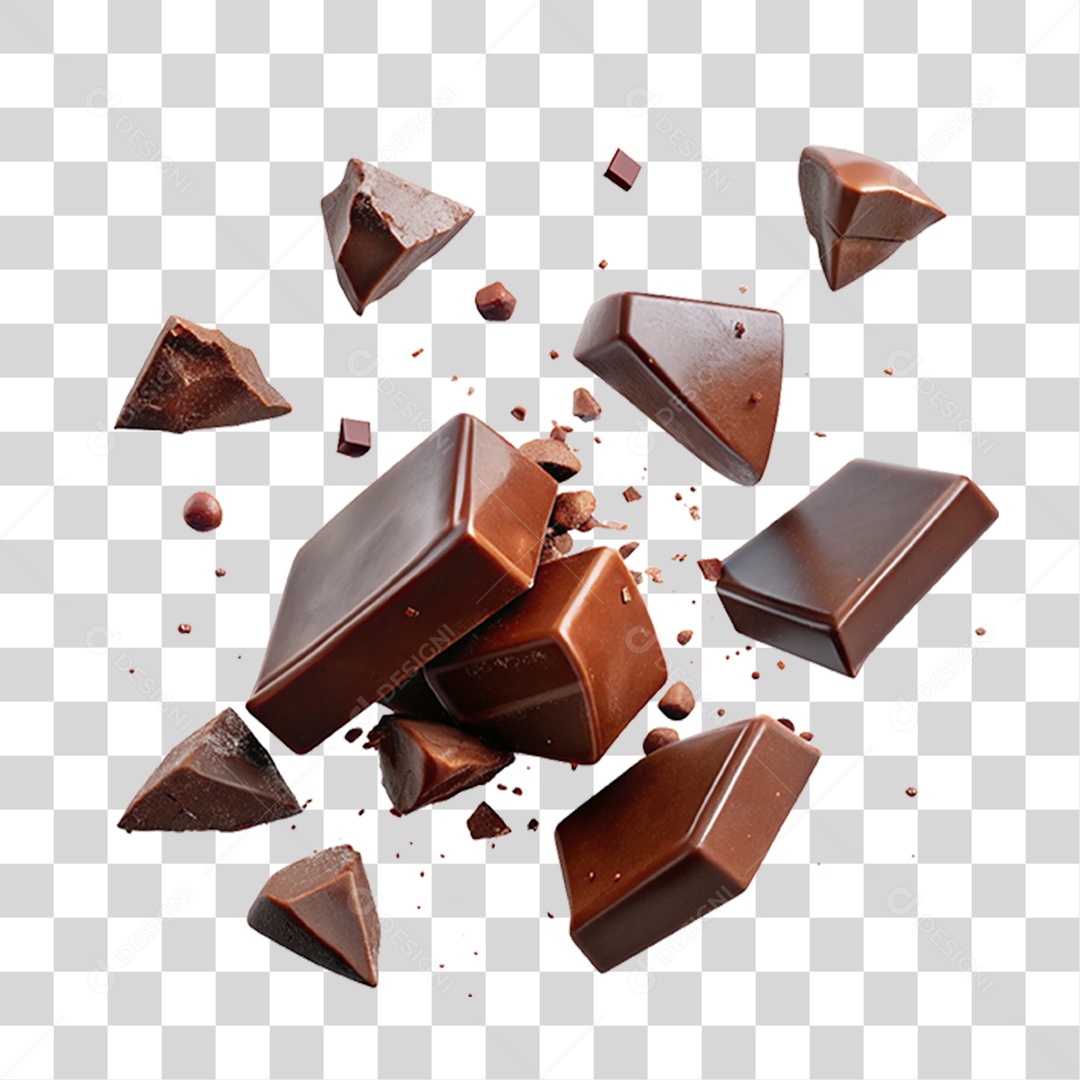 Barra de Chocolate Quebrada em Pedaços PNG Transparente