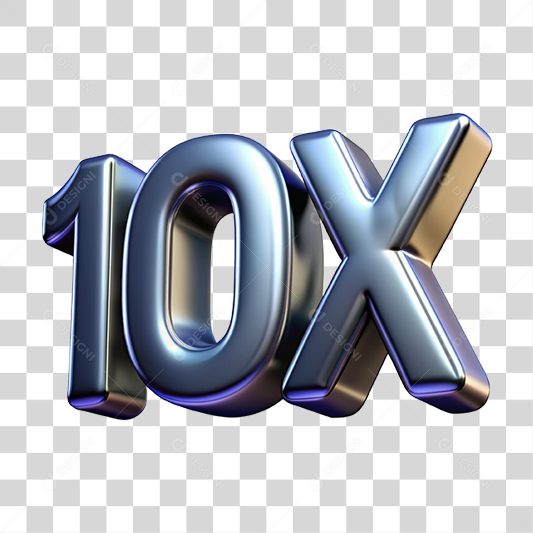 Texto 3D 10X Vezes PNG Transparente