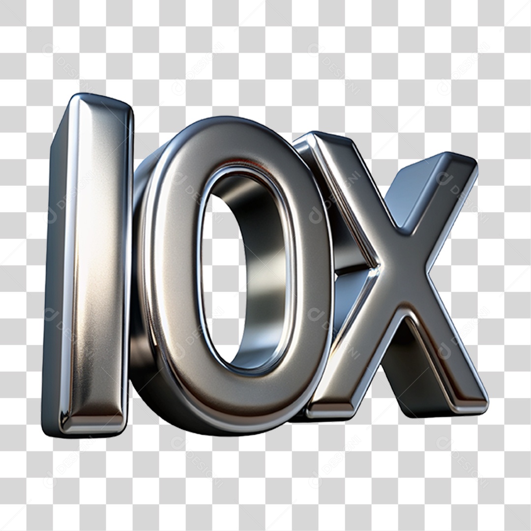 Texto 3D 10X Vezes PNG Transparente