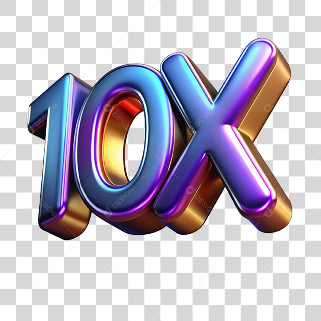 Texto 3D 10X Vezes PNG Transparente