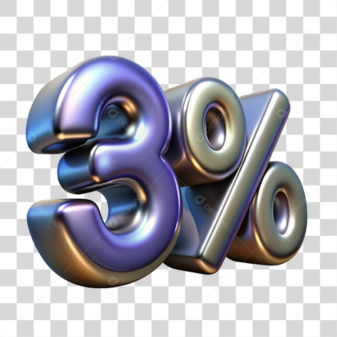 Texto 3D 3 Por cento PNG Transparente
