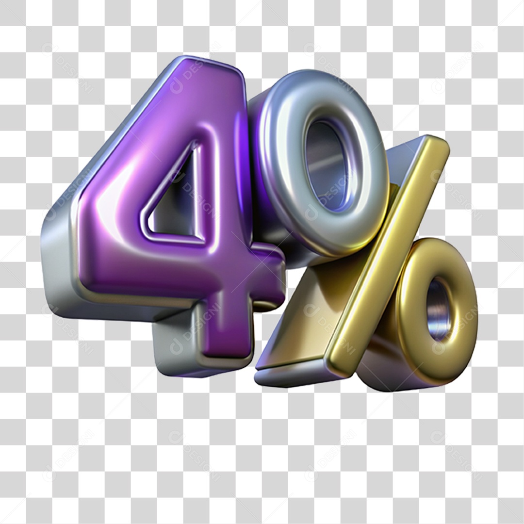 Texto 3D 4 Por cento PNG Transparente