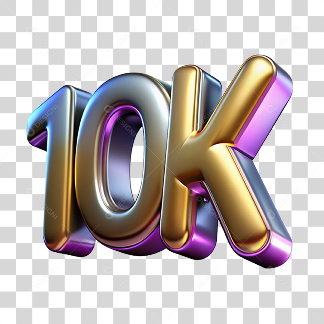 Texto 3D 10K PNG Transparente