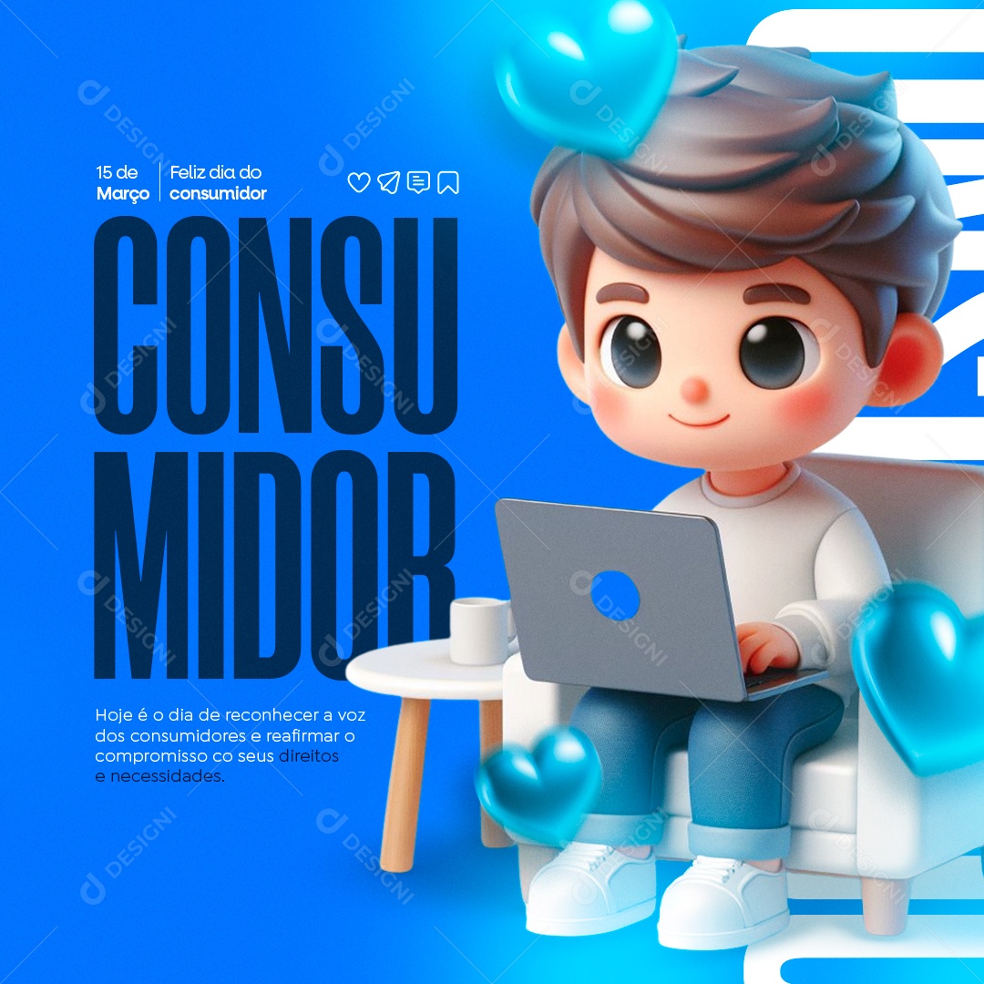 Feliz Dia do Consumidor dia de Reconhecer a Voz dos Consumidores Social Media PSD Editável