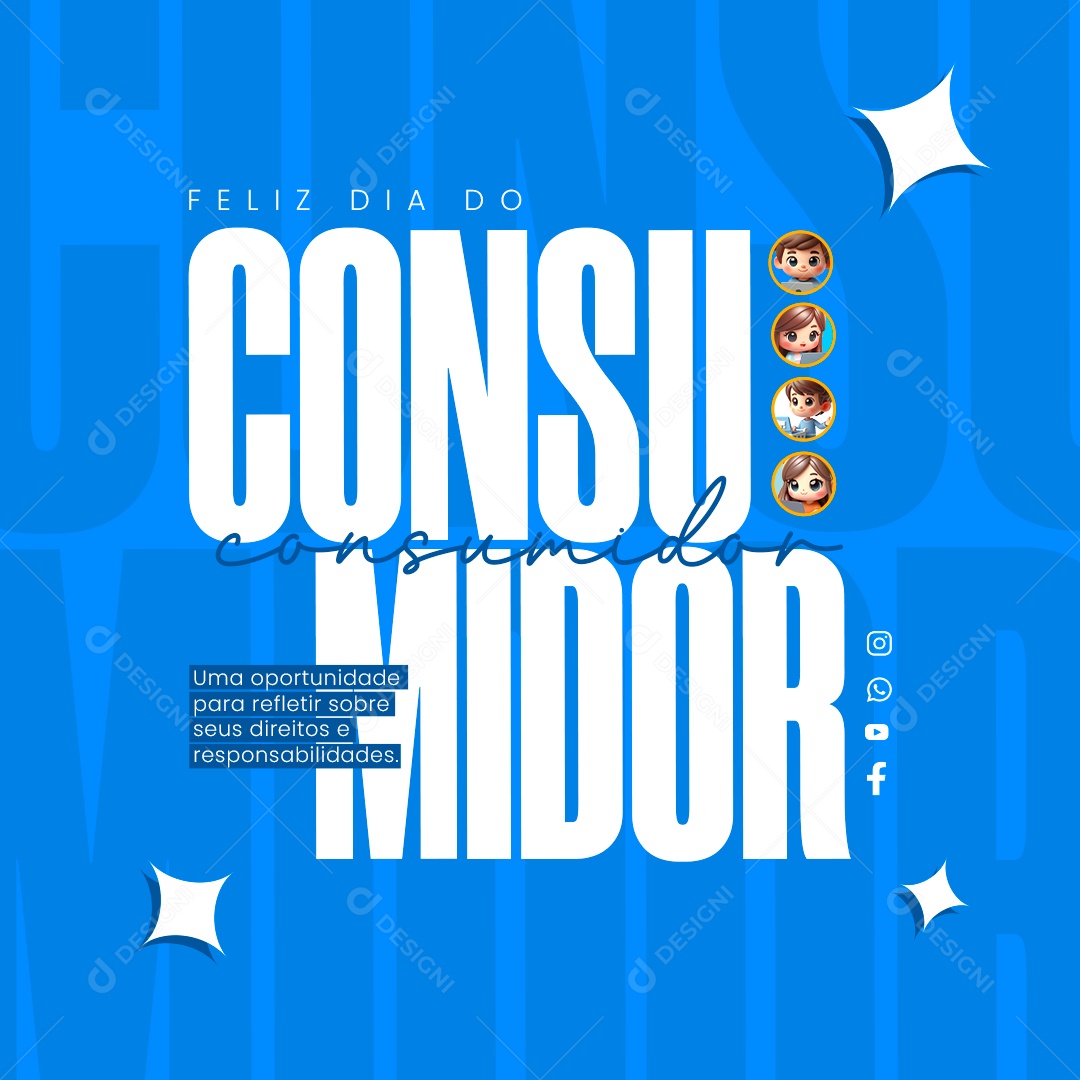 Feliz Dia do Consumidor Uma oportunidade para Refletir Social Media PSD Editável