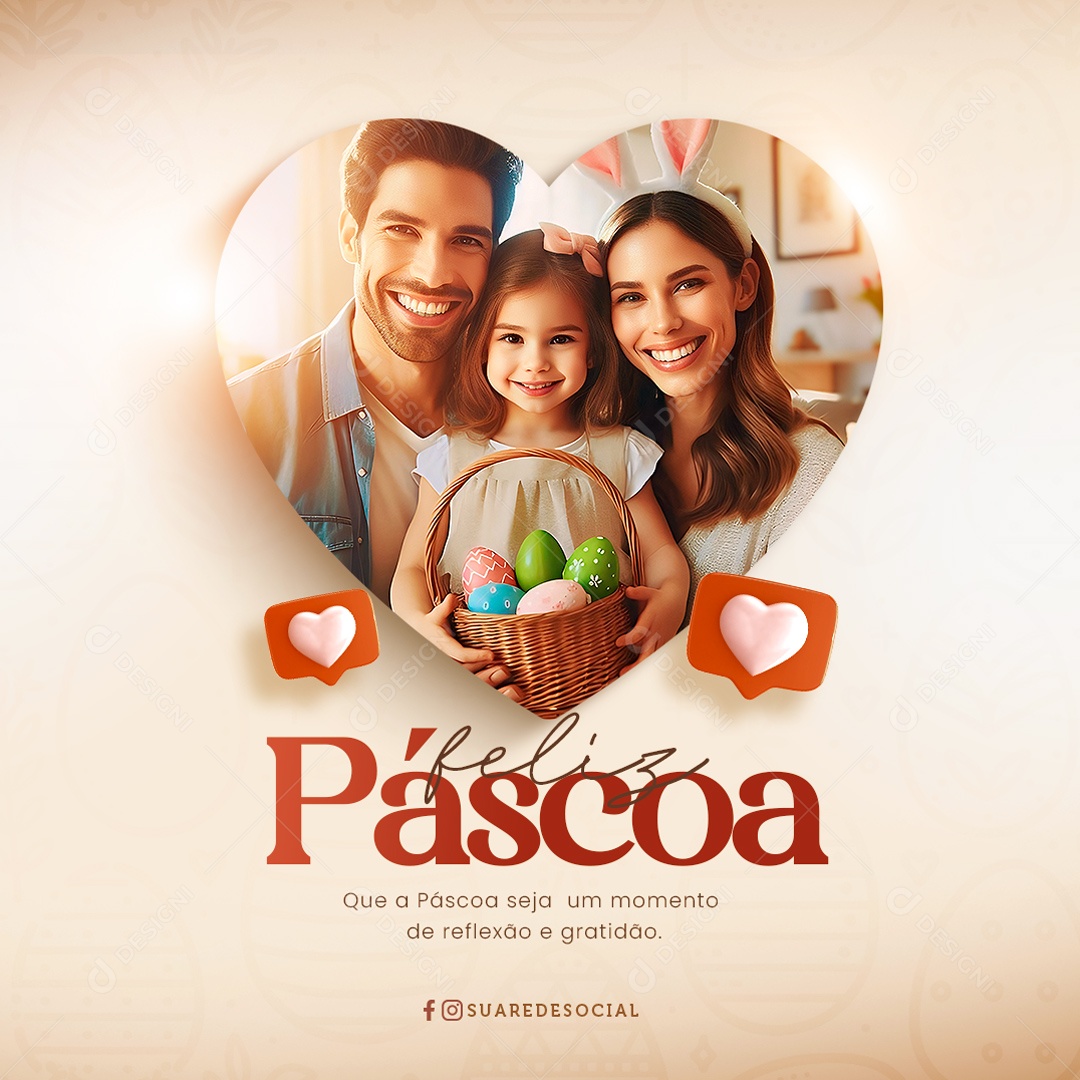 Feliz Páscoa 31 de Março Social Media PSD Editável