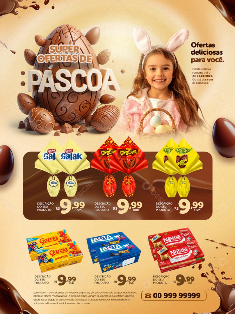 Super Ofertas de Páscoa Deliciosas para Você Social Media PSD Editável