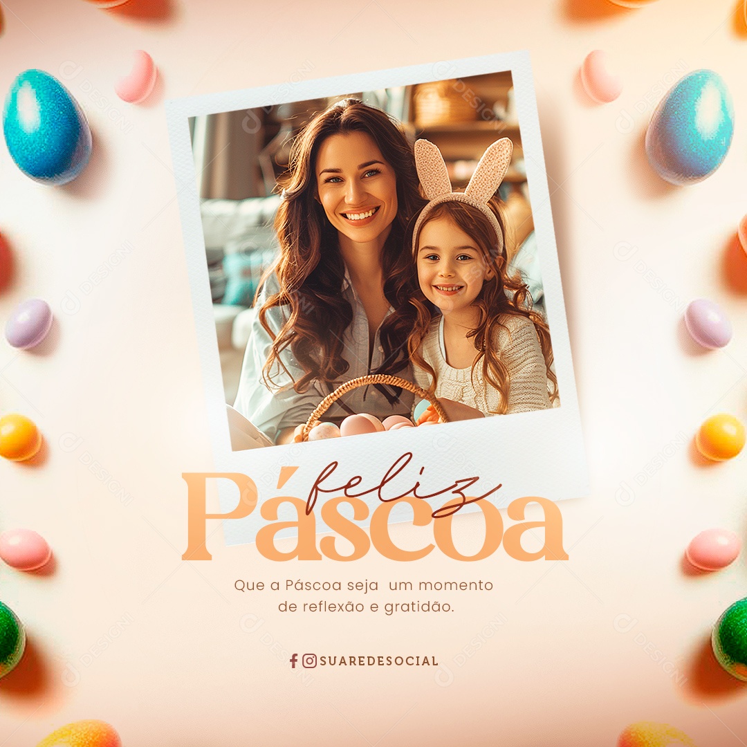 Happy Easter March 31st Be a Time of Reflection Social Media Editable PSD