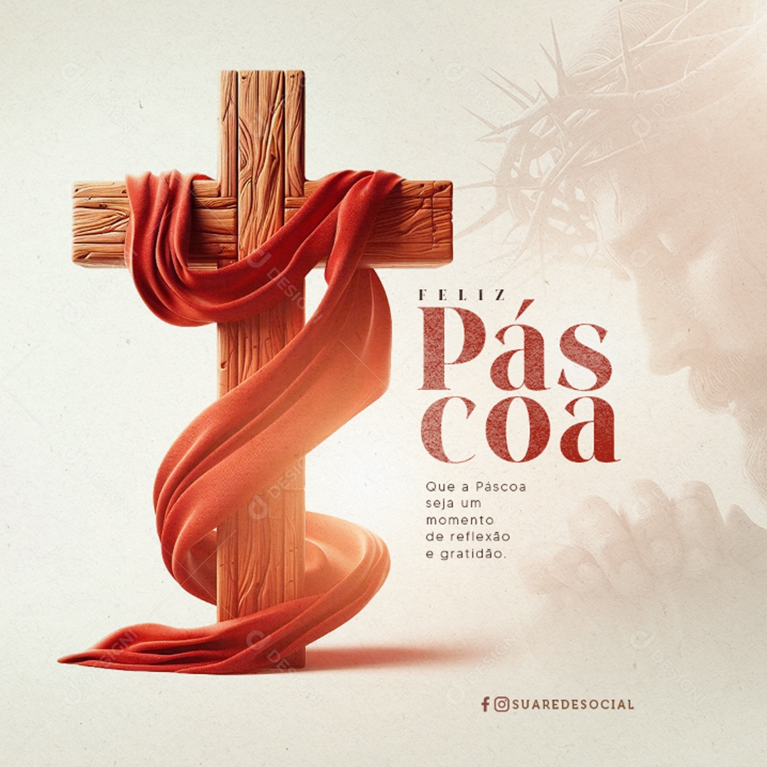 Páscoa 31 de Março Seja um Momento de Reflexão e Gratidão Social Media PSD Editável