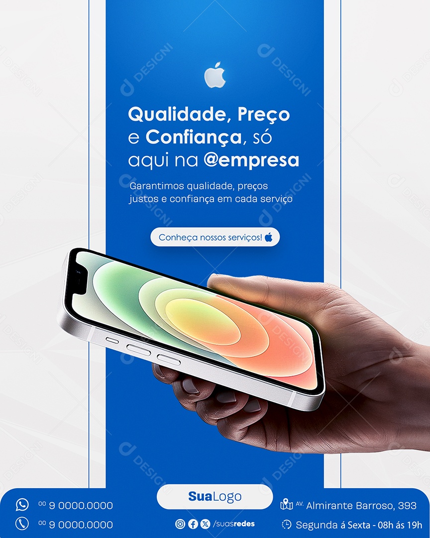 Social Media Technical Assistance Quality Price and Trust Editable PSD