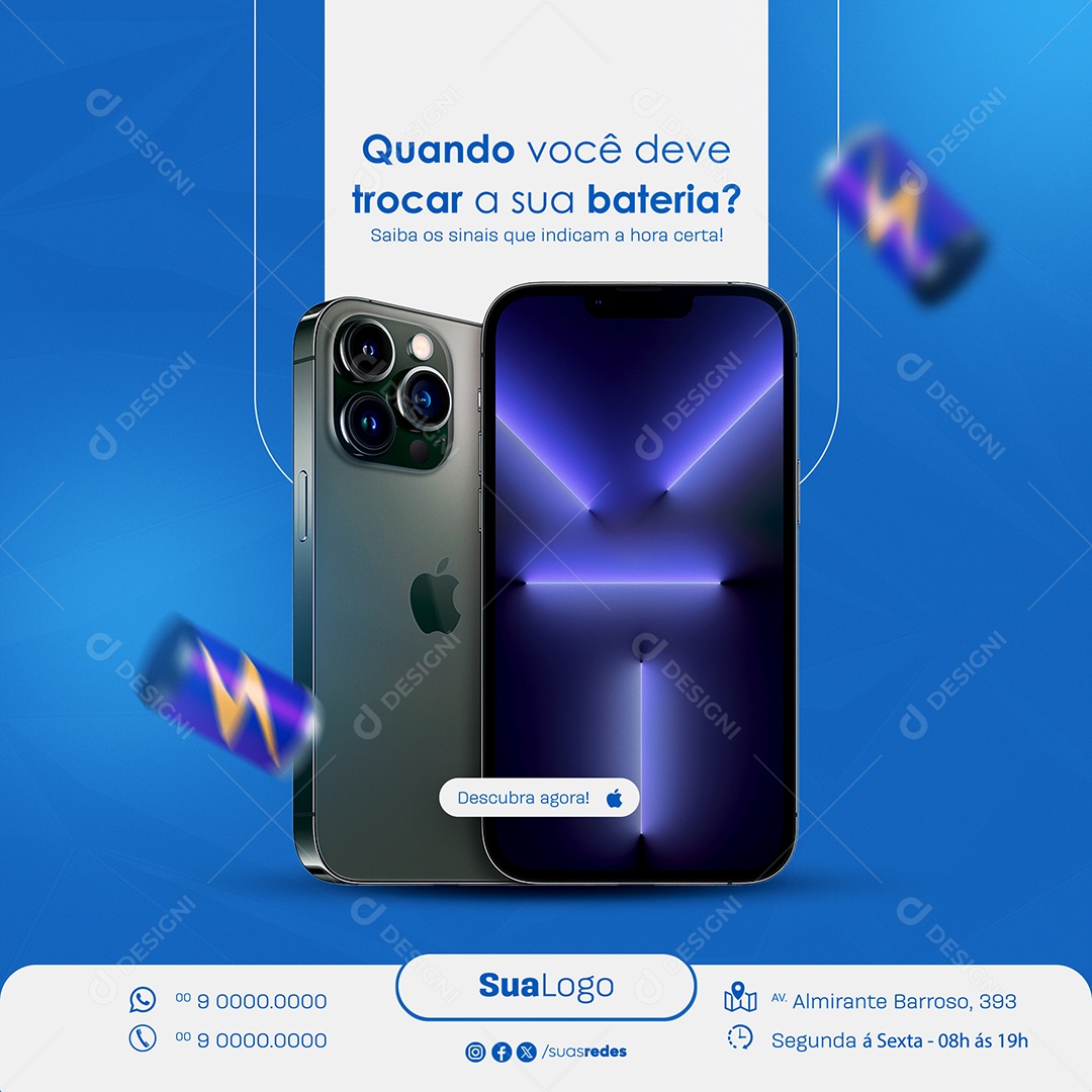 Assistência Técnica Quando Você deve Trocar a sua Bateria Social Media PSD Editável