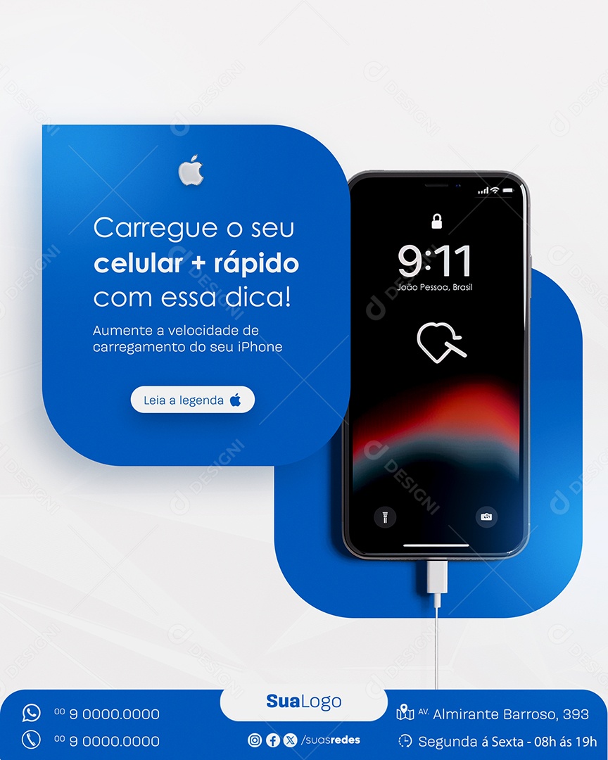 Social Media Assistência Técnica Carregue o seu Celular Rápido com essa Dica PSD Editável