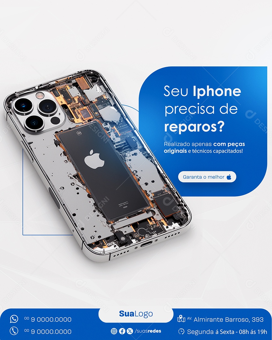 Social Media Assistência Técnica Seu Iphone Precisa de Reparos PSD Editável