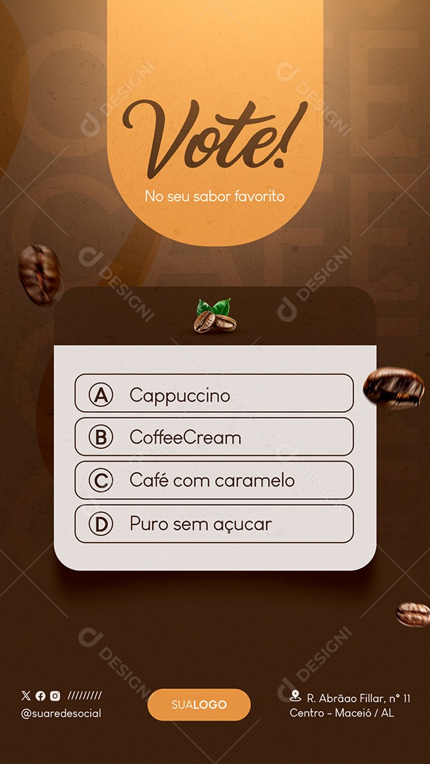 Story Cafeteria Vote no seu Sabor Favorito Social Media PSD Editável