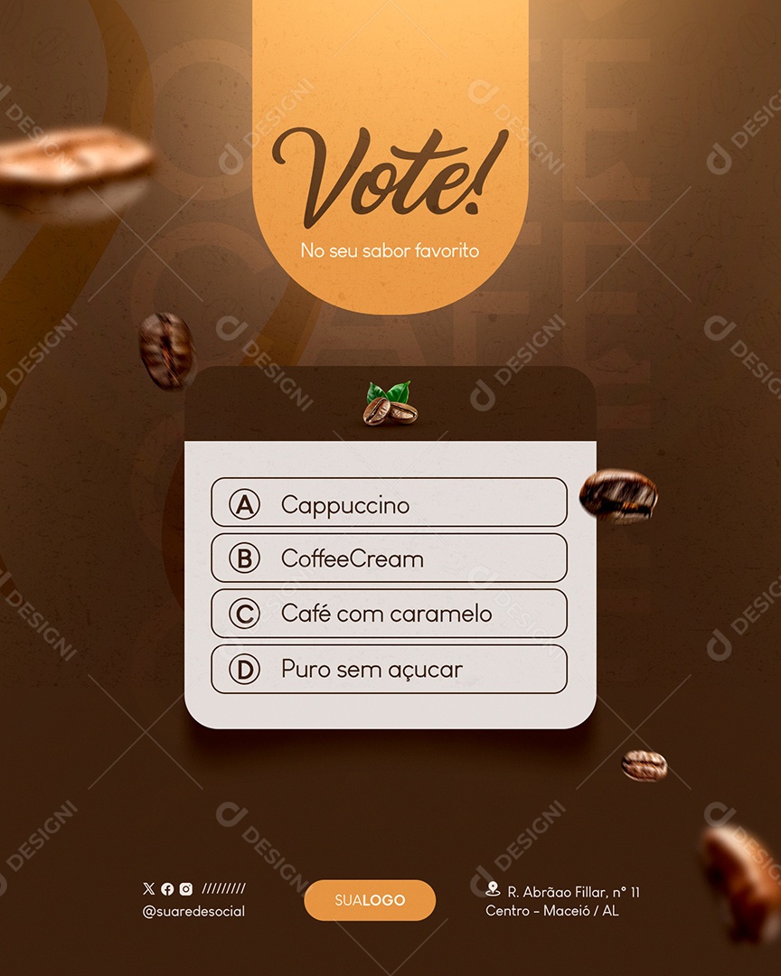 Social Media Cafeteria Vote no seu Sabor Favorito PSD Editável