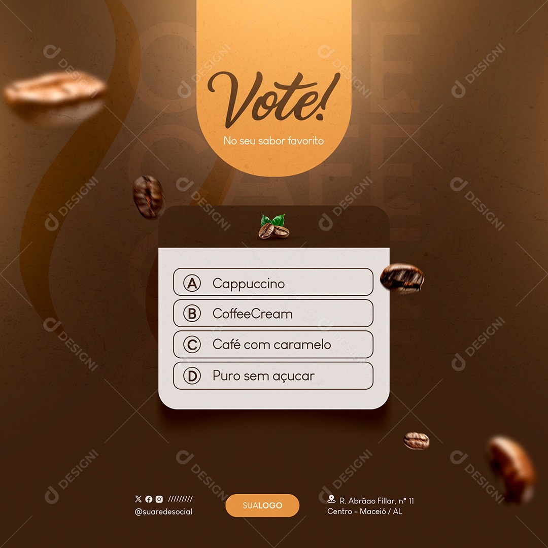 Cafeteria Vote no seu Sabor Favorito Social Media PSD Editável