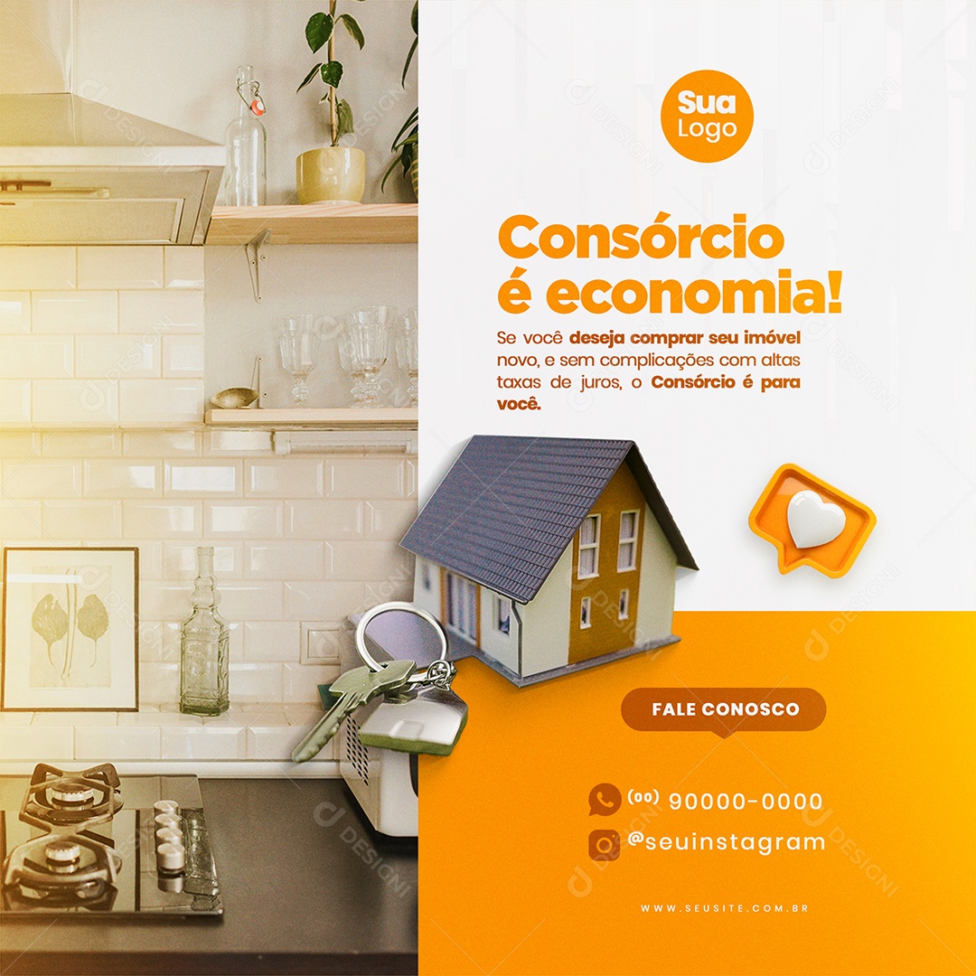 Consórcio é Economia fale Conosco Social Media PSD Editável