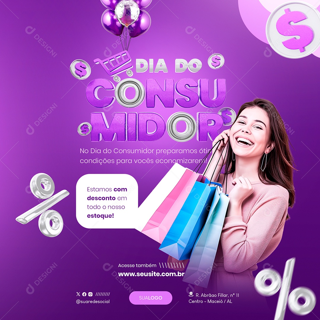 Dia do Consumidor Roupas Acessório e Calçados Social Media PSD Editável