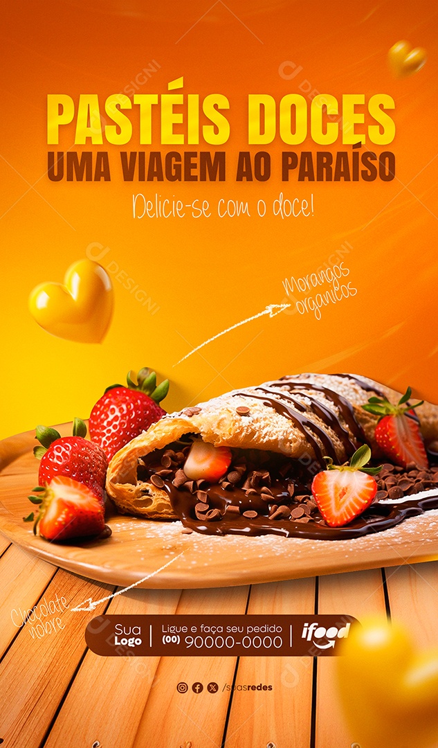 Story Pastelaria Pastéis Doces uma Viagem ao Paraíso Social Media PSD Editável