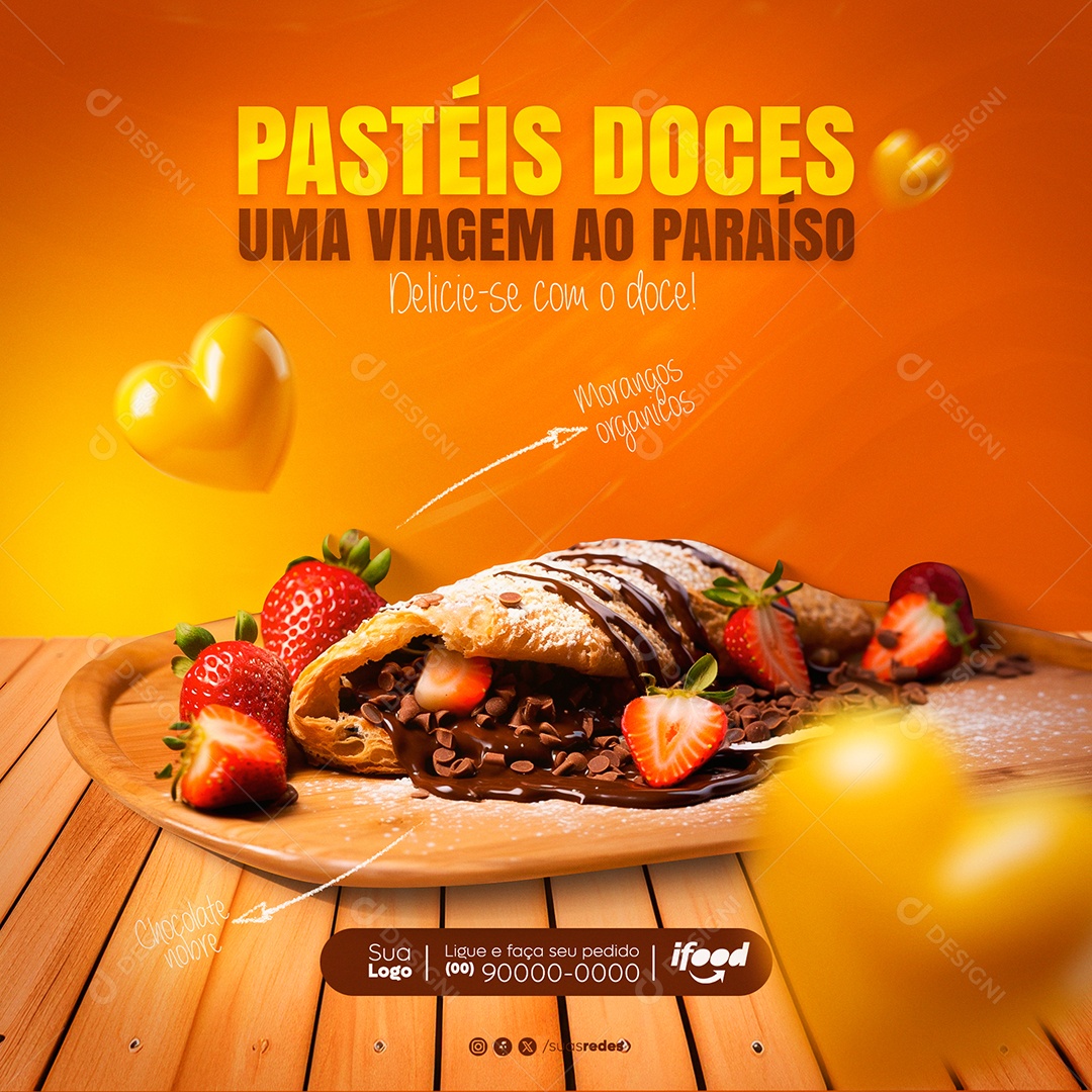 Pastelaria Pastéis Doces uma Viagem ao Paraíso Social Media PSD Editável