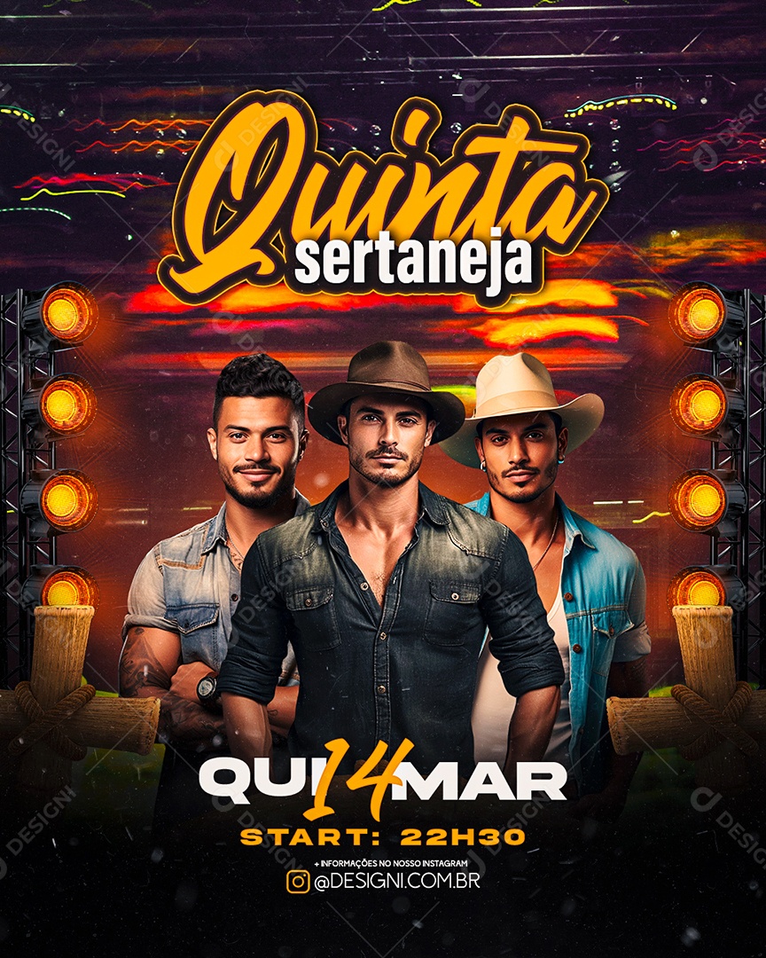 Flyer Quinta Sertaneja show Social Media PSD Editável