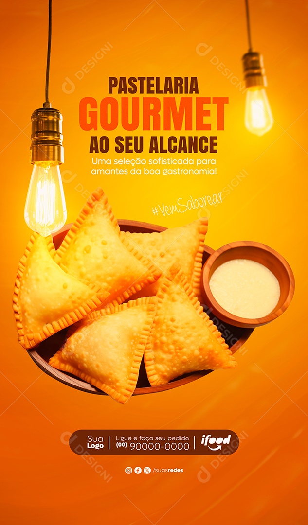 Story Pastelaria Gourmet ao seu Alcance vem Saborear Social Media PSD Editável