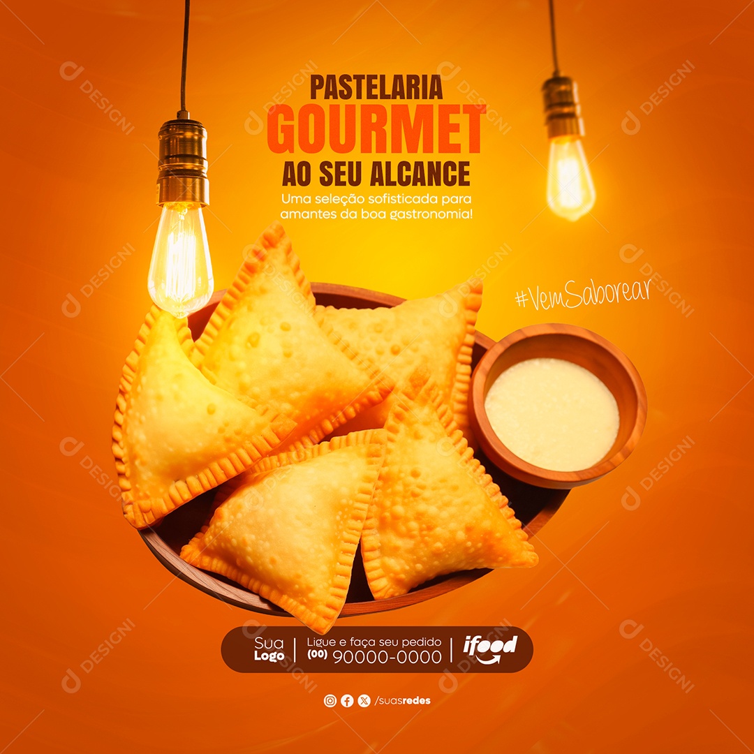 Pastelaria Gourmet ao seu Alcance vem Saborear Social Media PSD Editável