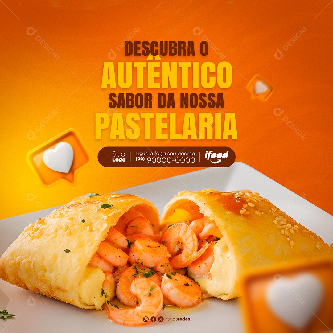 Social Media Descubra o Autêntico Sabor da nossa Pastelaria PSD Editável