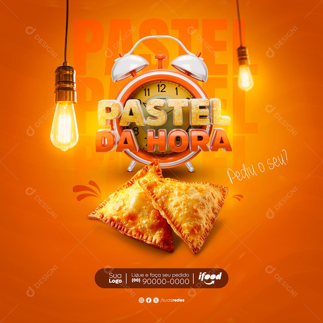 Pastelaria Pastel da Hora Pediu o seu Social Media PSD Editável