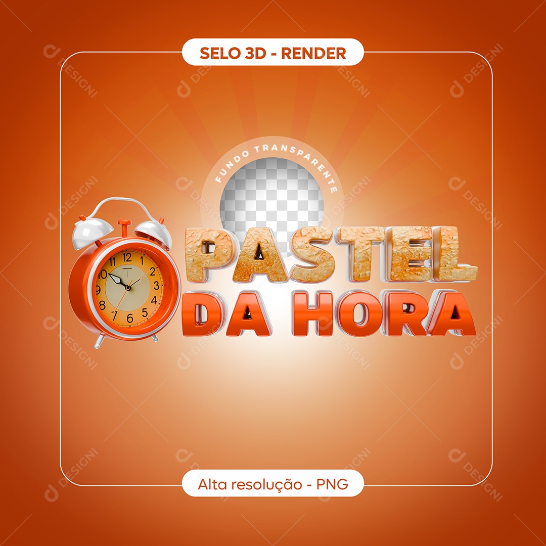 Pastel da Hora Laranja e Vermelho Selo 3D para Composição PSD