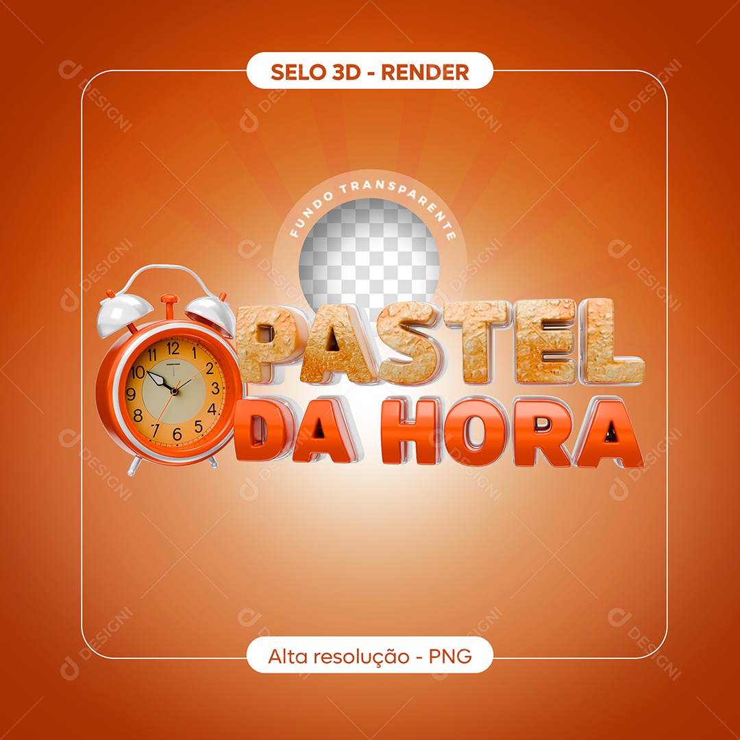Pastel da Hora Laranja e Vermelho Selo 3D para Composição PSD