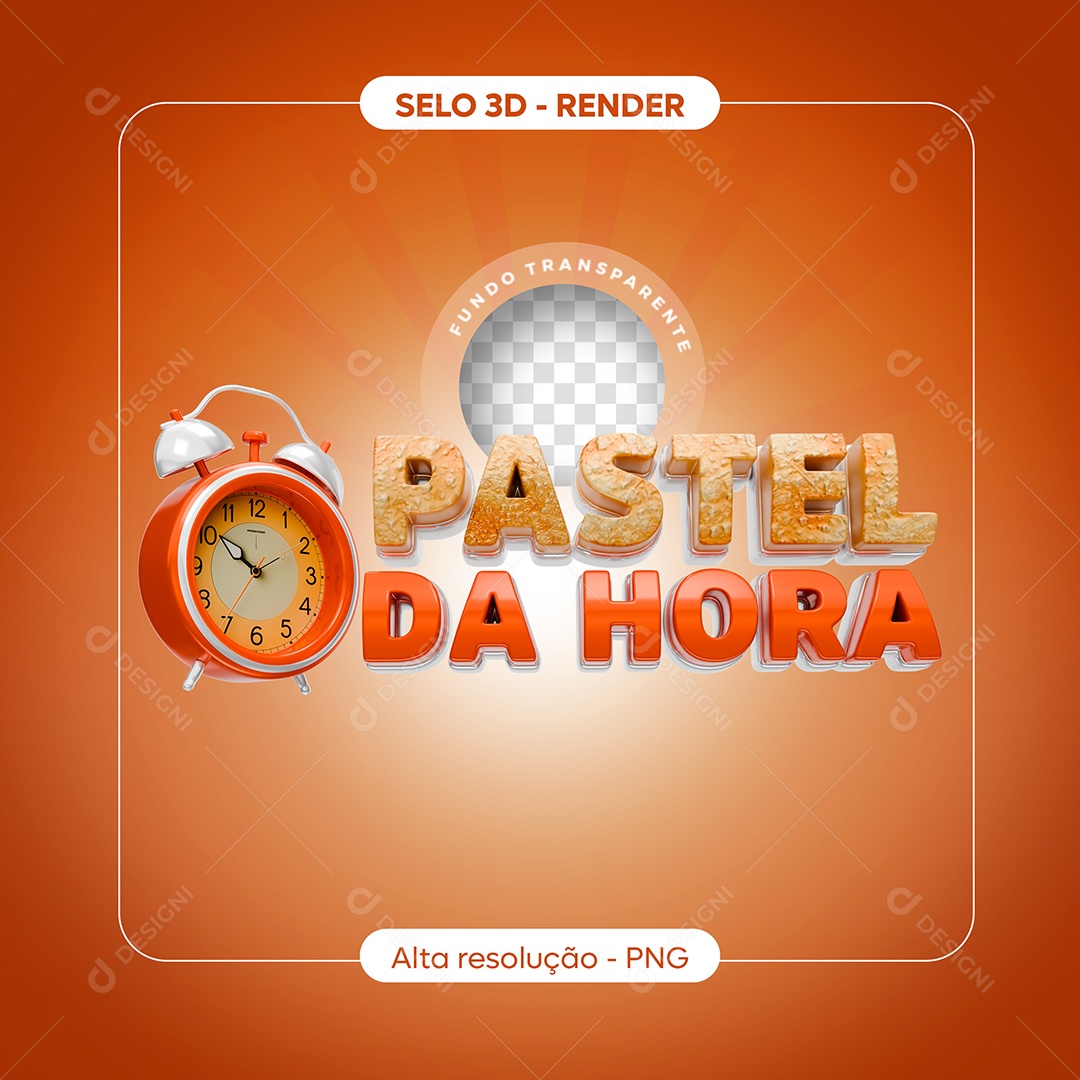 Pastel da Hora Laranja e Vermelho Selo 3D para Composição PSD