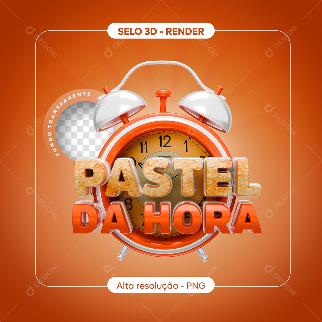Pastel da Hora Laranja e Vermelho Selo 3D para Composição PSD