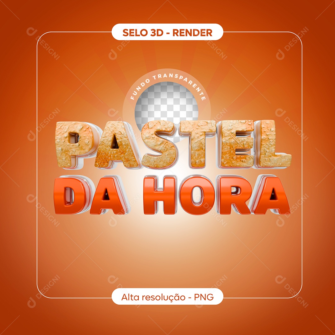 Selo 3D Pastel da Hora Laranja e Vermelho para Composição PSD