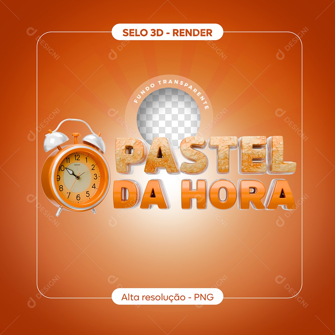 Pastel da Hora 3D Orange Stamp for PSD Composition