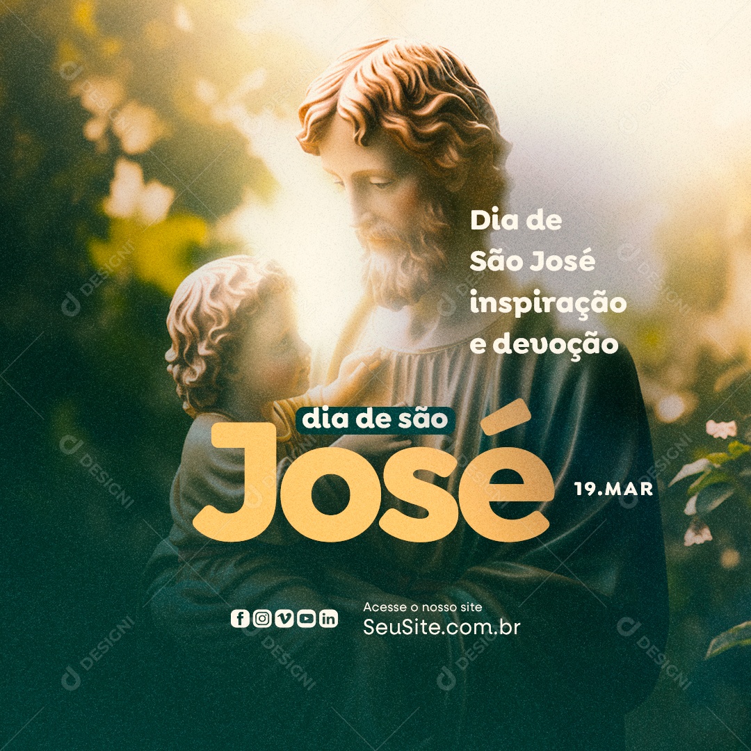 Dia de São José 19 de Março Inspiração e Devoção Social Media PSD Editável