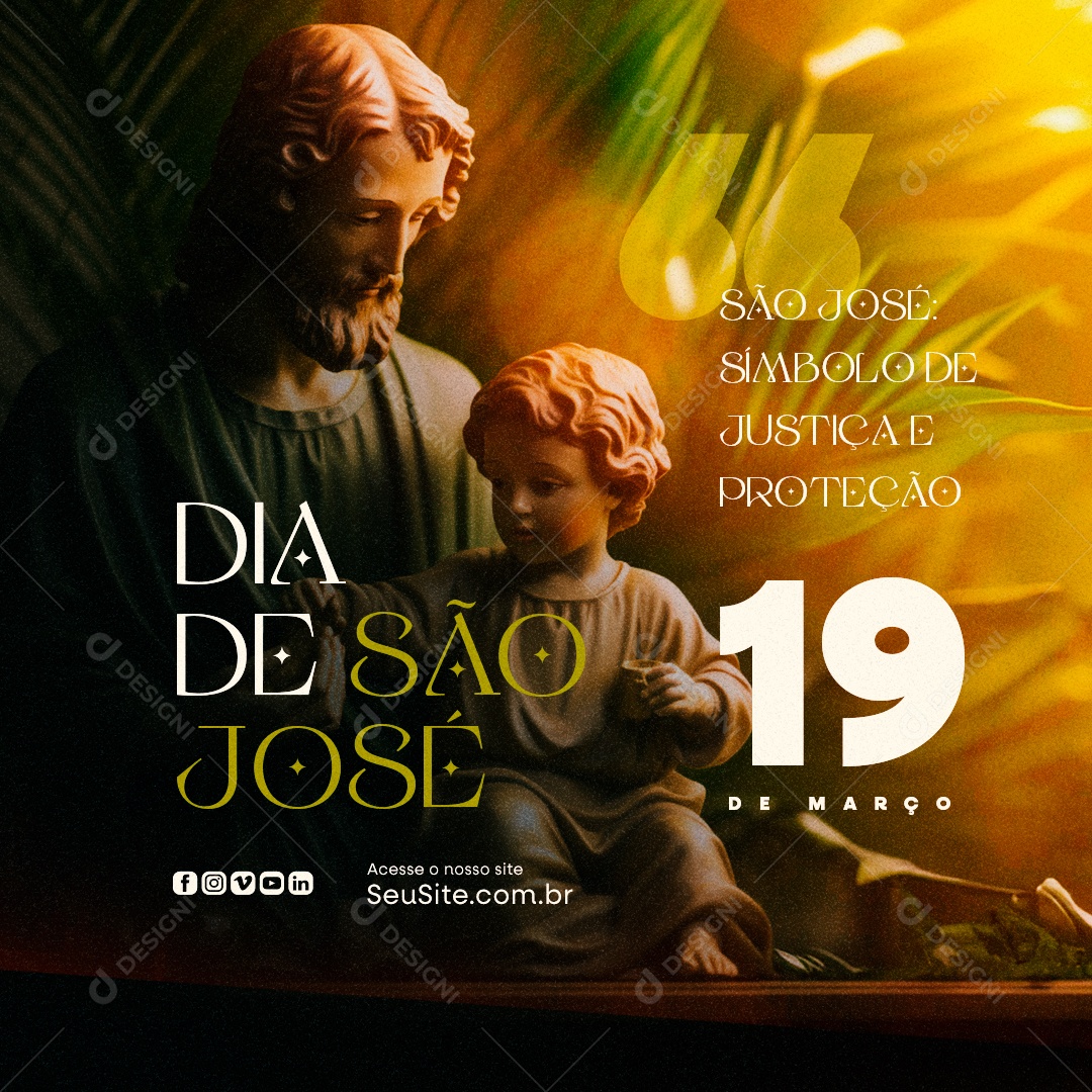 Social Media Dia de São José 19 de Março Símbolo de Justiça e Proteção PSD Editável