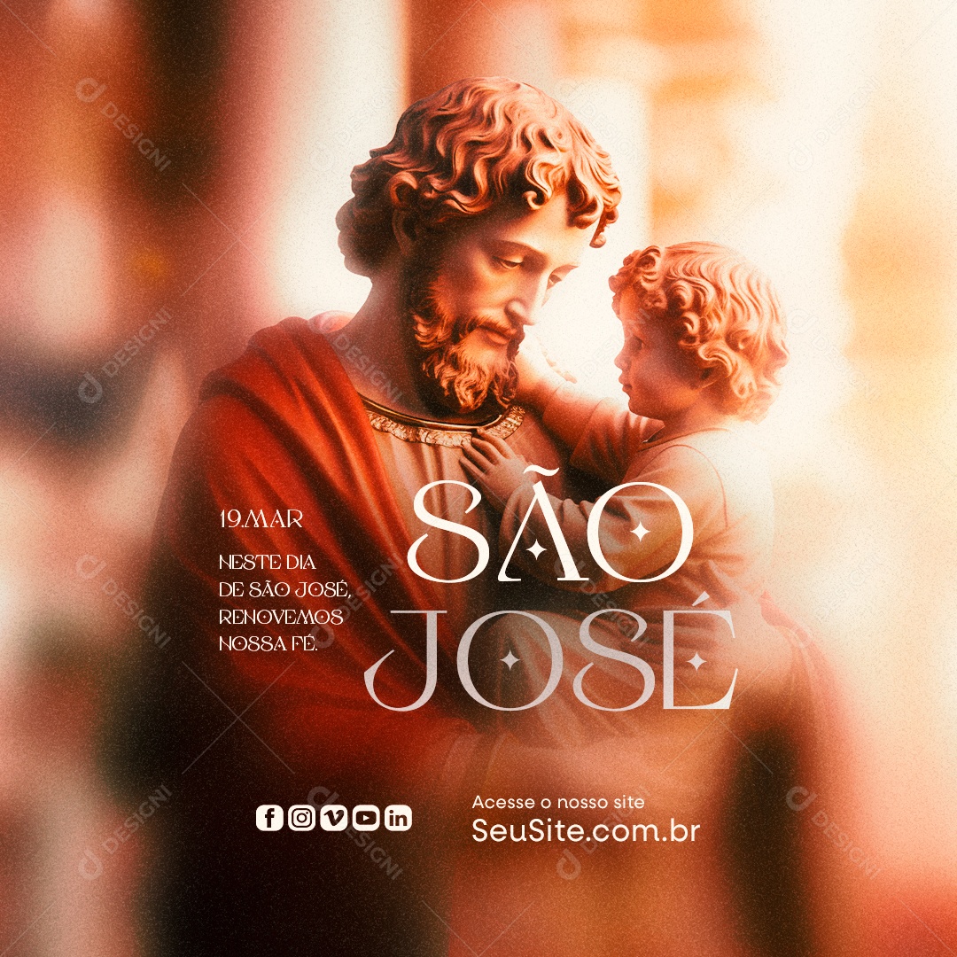 Dia de São José 19 de Março Renovemos nossa Fé Social Media PSD Editável