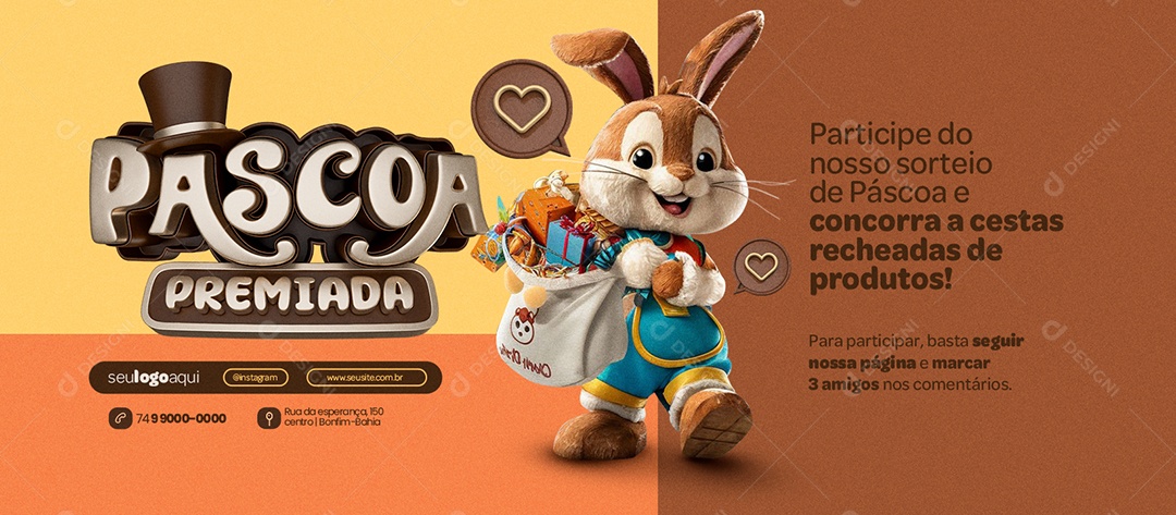 Banner Páscoa Premiada Supermercado Participe do nosso Sorteio Social Media PSD Editável