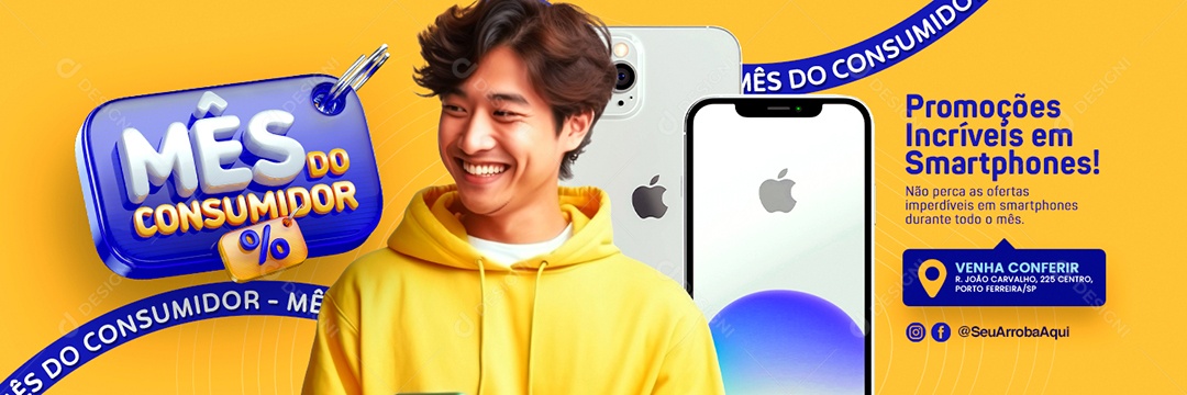 Banner Mês do Consumidor Loja de Celular Smartphone Social Media PSD Editável