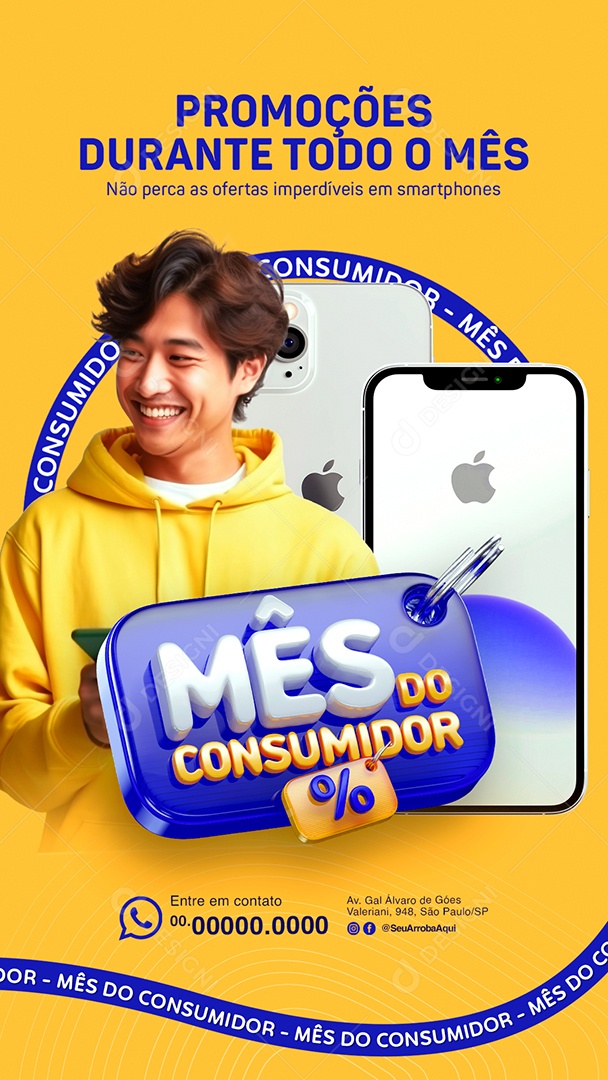 Story Mês do Consumidor Loja de Celular Promoções Durante todo Mês Social Media PSD Editável